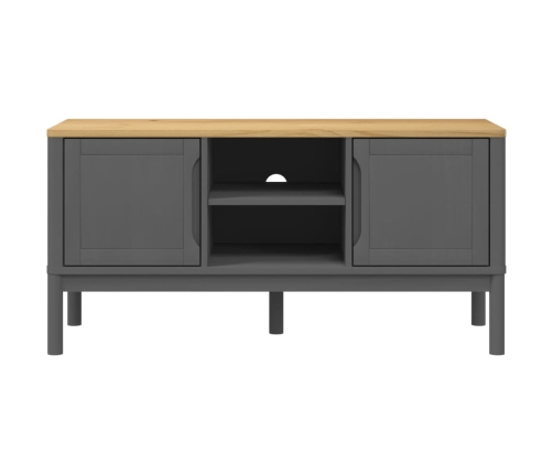 Mueble de TV FLORO madera maciza de pino gris 114x43x55 cm