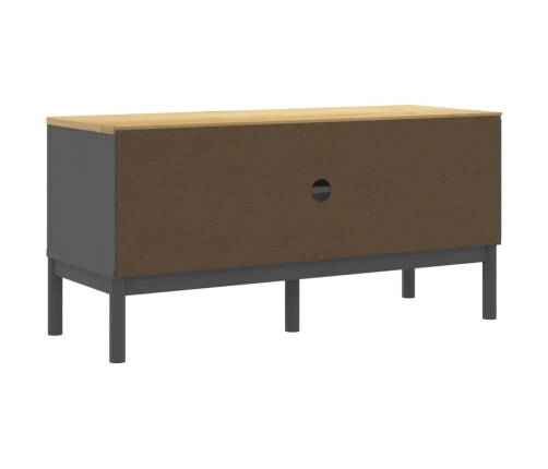 Mueble de TV FLORO madera maciza de pino gris 114x43x55 cm