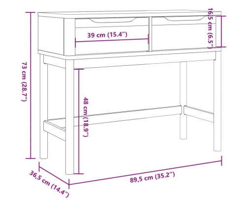 Mesa consola FLORO madera maciza de pino gris 89,5x36,5x73 cm