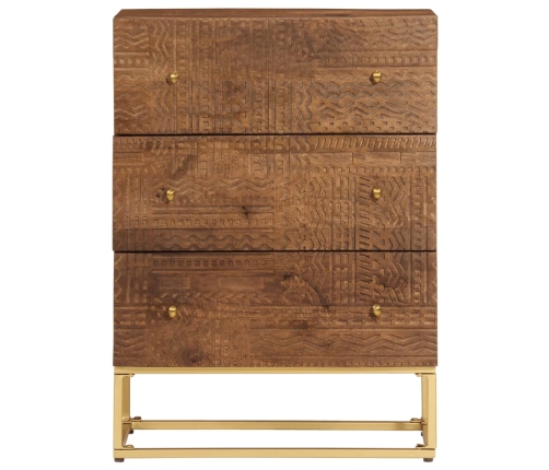 Cómoda madera maciza de mango y hierro 55x30x76 cm