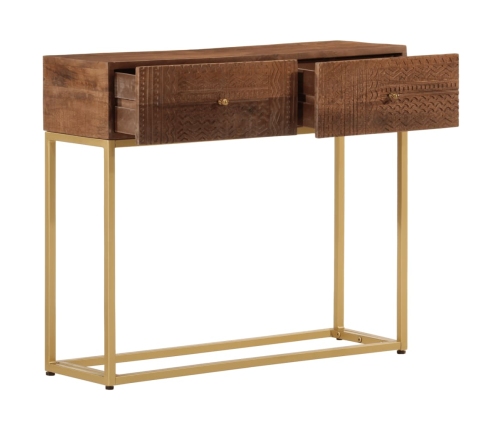 Mesa consola madera maciza de mango y hierro 90x30x76 cm