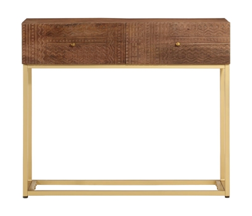 Mesa consola madera maciza de mango y hierro 90x30x76 cm