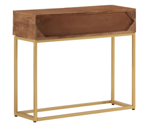 Mesa consola madera maciza de mango y hierro 90x30x76 cm