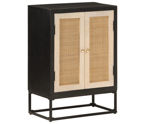 Aparador de hierro y madera maciza de mango negro 55x30x76 cm