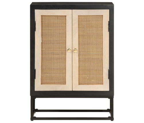 Aparador de hierro y madera maciza de mango negro 55x30x76 cm