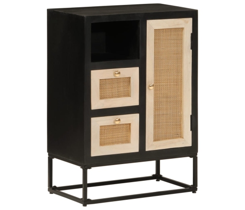 Aparador de hierro y madera maciza de mango negro 55x30x76 cm