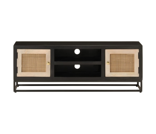 Mueble de TV madera maciza de mango y hierro negro 110x30x40 cm