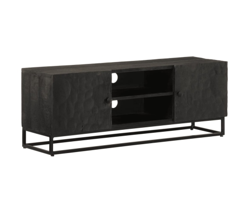 Mueble de TV madera maciza de mango y hierro negro 110x30x40 cm