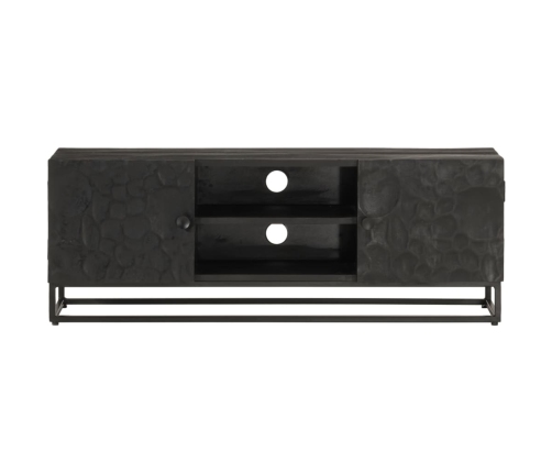 Mueble de TV madera maciza de mango y hierro negro 110x30x40 cm