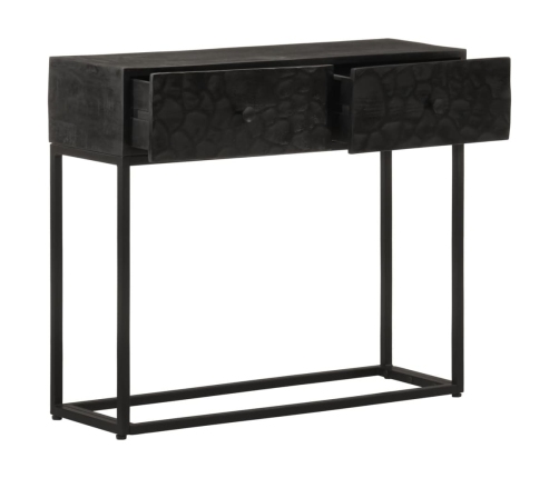 Mesa consola madera maciza de mango y hierro negro 90x30x76 cm