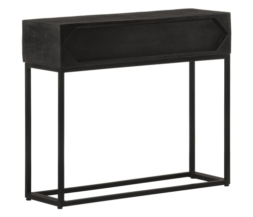 Mesa consola madera maciza de mango y hierro negro 90x30x76 cm