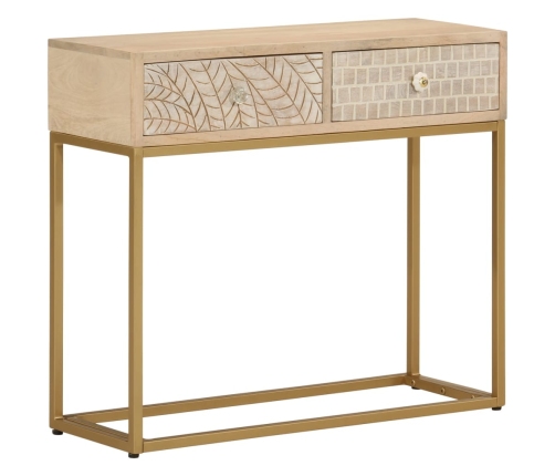 Mesa consola madera maciza de mango y hierro 90x30x76 cm