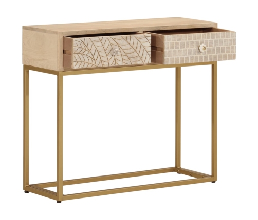 Mesa consola madera maciza de mango y hierro 90x30x76 cm