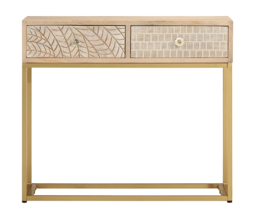 Mesa consola madera maciza de mango y hierro 90x30x76 cm