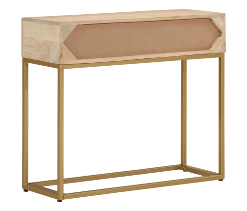 Mesa consola madera maciza de mango y hierro 90x30x76 cm