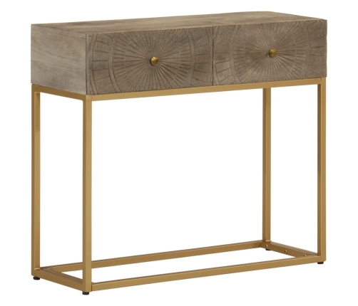 Mesa consola madera maciza de mango y hierro 90x30x76 cm