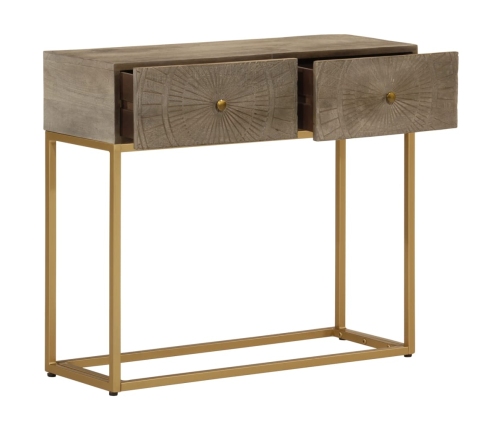 Mesa consola madera maciza de mango y hierro 90x30x76 cm