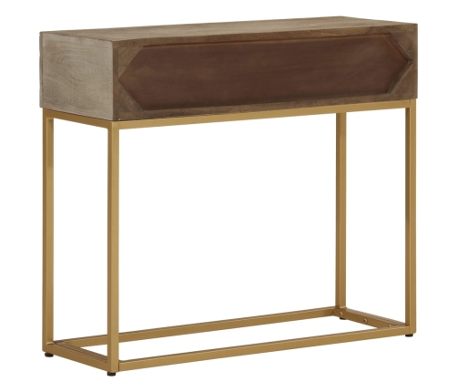 Mesa consola madera maciza de mango y hierro 90x30x76 cm