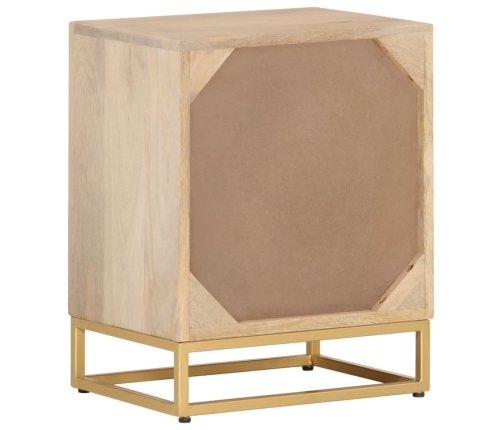 vidaXL Mesita de noche madera maciza de mango y hierro 40x30x50 cm