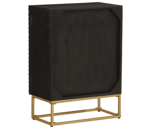 Aparador de hierro y madera maciza de mango negro 55x30x76 cm