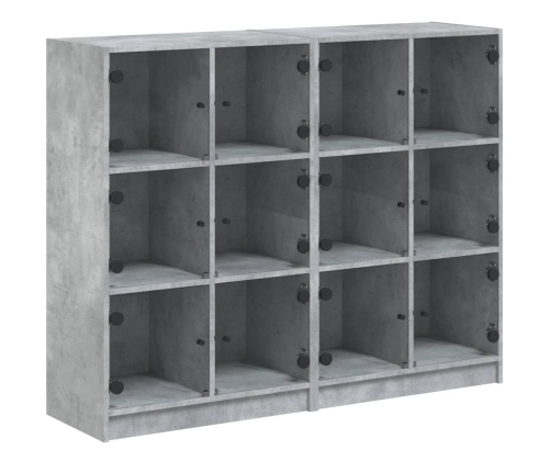 Estantería con puertas madera de ingeniería gris 136x37x109 cm