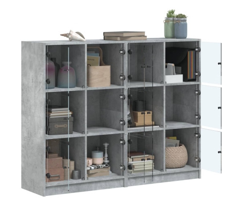 Estantería con puertas madera de ingeniería gris 136x37x109 cm