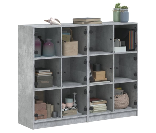 Estantería con puertas madera de ingeniería gris 136x37x109 cm