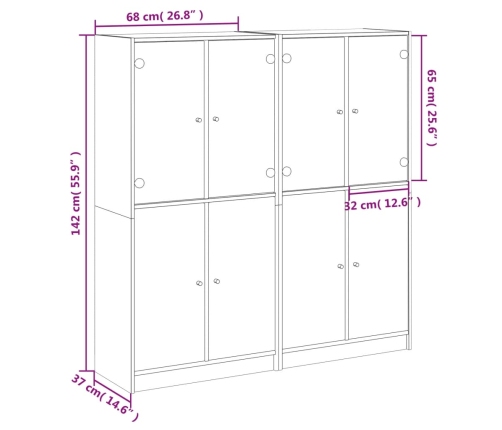 Estantería con puertas madera de ingeniería negro 136x37x142 cm