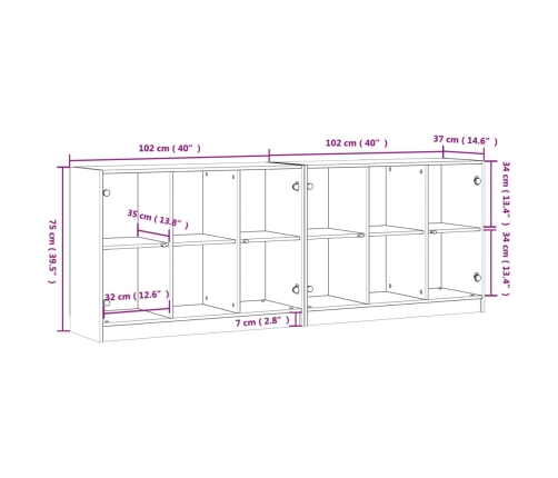 Estantería con puertas madera de ingeniería negro 204x37x75 cm