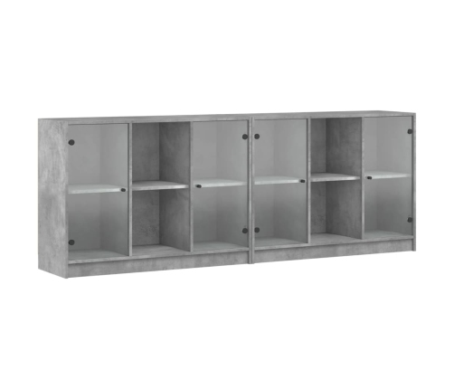 Estantería con puertas madera de ingeniería gris 204x37x75 cm