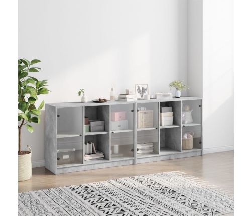 vidaXL Estantería con puertas madera de ingeniería gris 204x37x75 cm