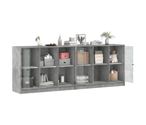 Estantería con puertas madera de ingeniería gris 204x37x75 cm