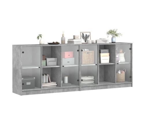 vidaXL Estantería con puertas madera de ingeniería gris 204x37x75 cm