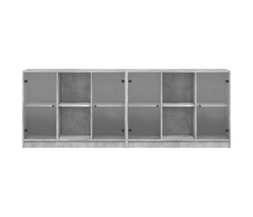 Estantería con puertas madera de ingeniería gris 204x37x75 cm