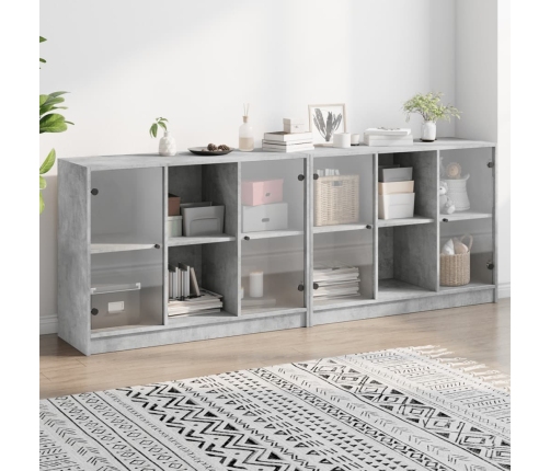 vidaXL Estantería con puertas madera de ingeniería gris 204x37x75 cm