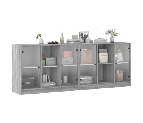 Estantería con puertas madera gris Sonoma 204x37x75 cm