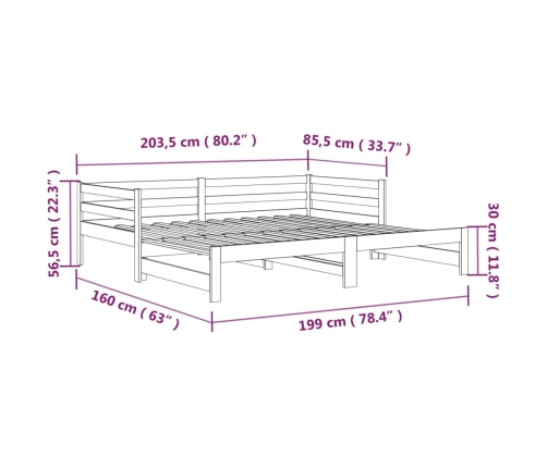 Sofá cama nido madera maciza de pino 80x200 cm