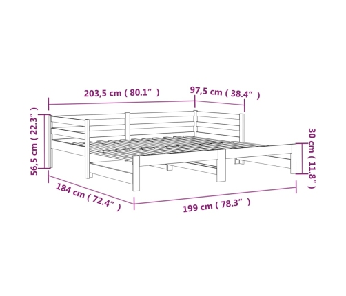 vidaXL Sofá cama nido madera maciza de pino 90x200 cm