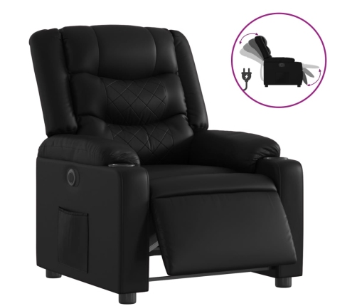 Sillón reclinable eléctrico de cuero sintético negro