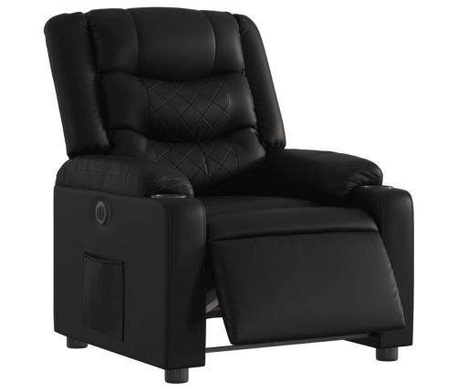 Sillón reclinable eléctrico de cuero sintético negro