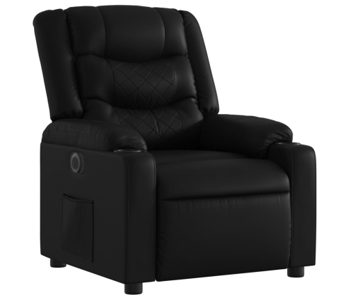 Sillón reclinable eléctrico de cuero sintético negro