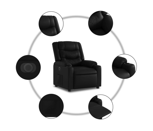 Sillón reclinable eléctrico de cuero sintético negro