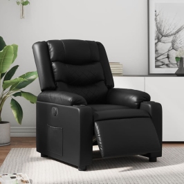 Sillón reclinable eléctrico de cuero sintético negro