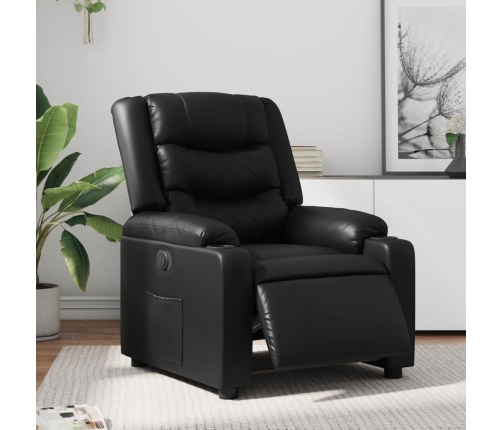 Sillón reclinable eléctrico de cuero sintético negro