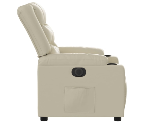 Sillón reclinable eléctrico de cuero sintético crema