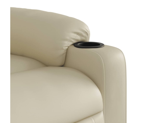 Sillón reclinable eléctrico de cuero sintético crema