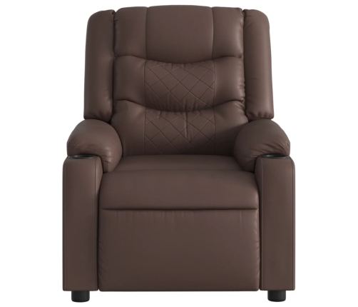 Sillón reclinable eléctrico de cuero sintético marrón