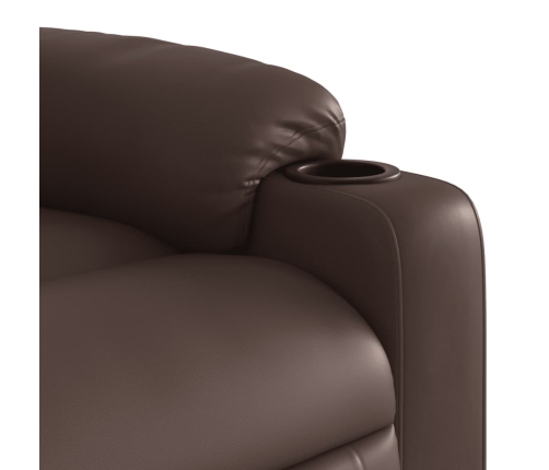 Sillón reclinable eléctrico de cuero sintético marrón