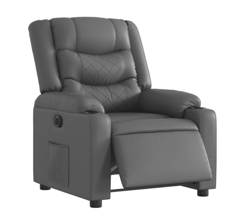 Sillón reclinable eléctrico de cuero sintético gris