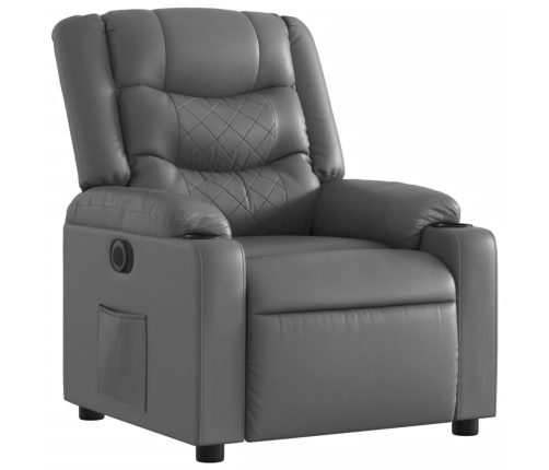 Sillón reclinable eléctrico de cuero sintético gris